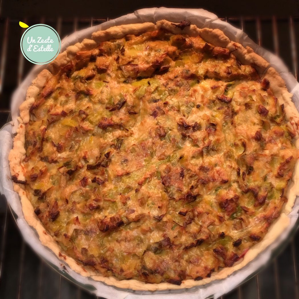 Tarte aux poireaux à sa sortie du four