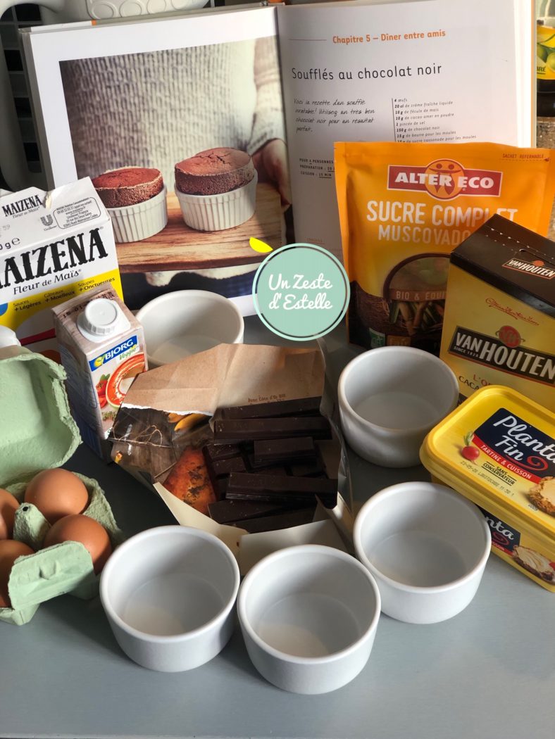 Les ingrédients des soufflés légers au chocolat