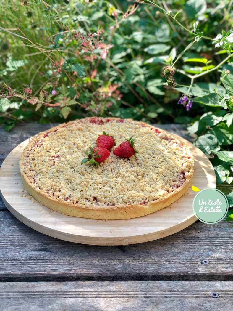 Tarte crumble fraises rhubarbe